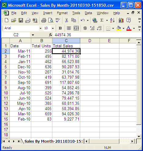 excel sample reports